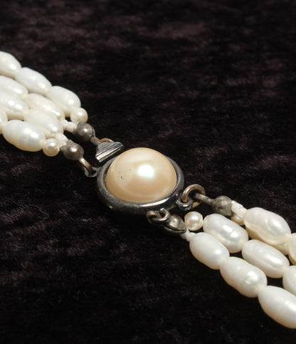 4連ネックレス 淡水パール レディース