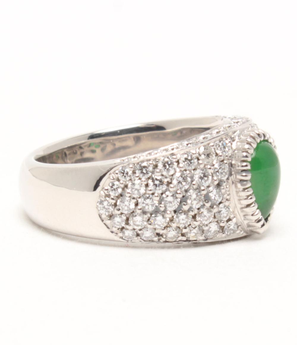 リング 指輪 K18WG エメラルド 1.022ct ダイヤ 1.386ct レディース SIZE 15号