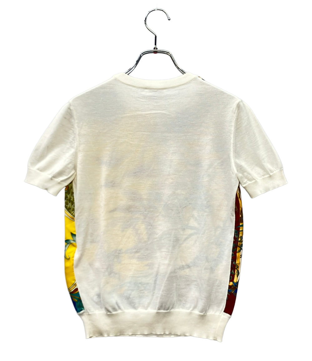 美品 Salvatore Ferragamo シルク切替半袖ニット レディース SIZE XS サルヴァトーレフェラガモ