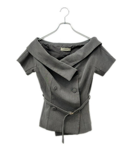 polaura 半袖 ショルカラーダブルボタンジャケット レディース SIZE F (M) ポローラ