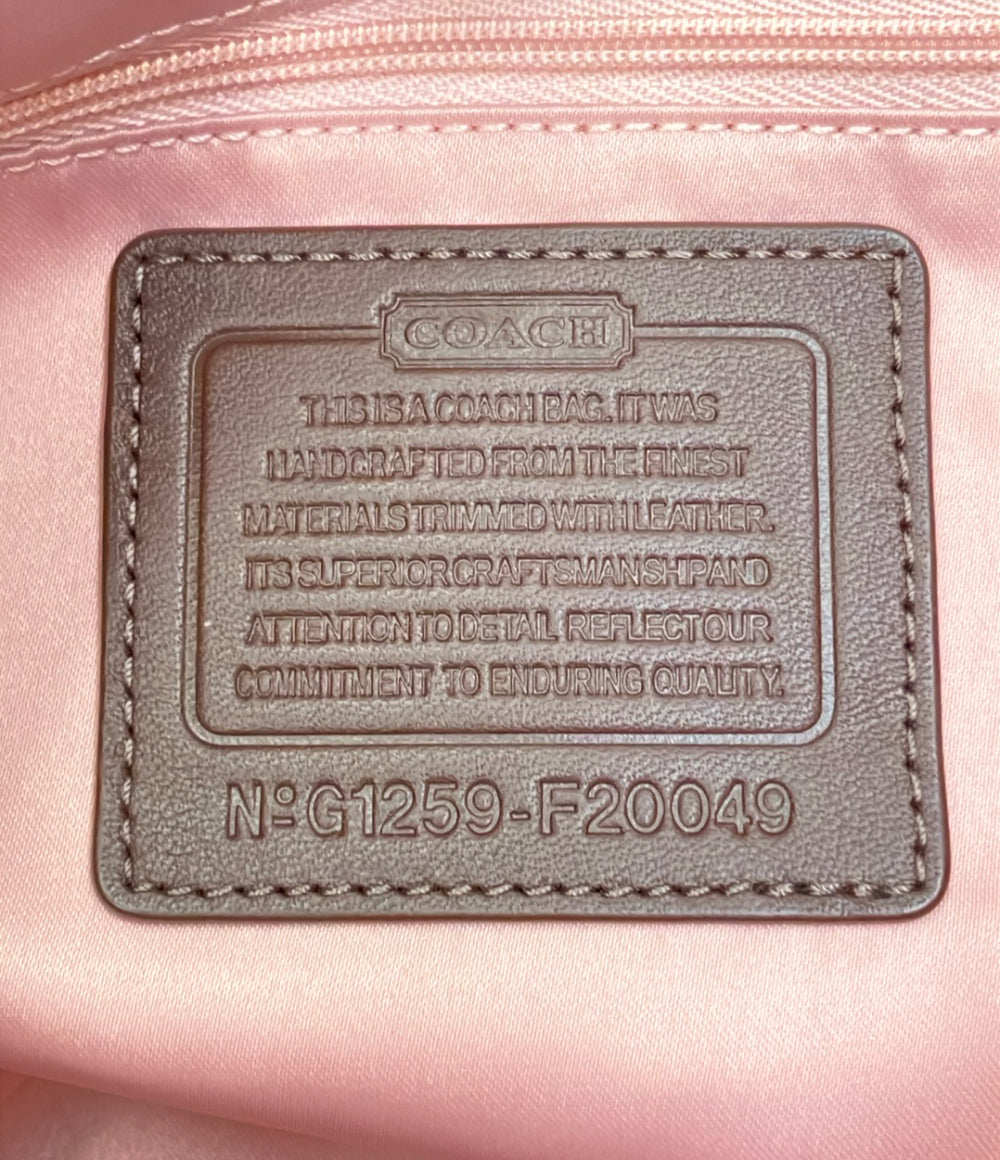 美品 COACH トートバッグ ショルダーバッグ 2WAY 斜め掛け キャンバス レザー オプアート F20049 レディース コーチ