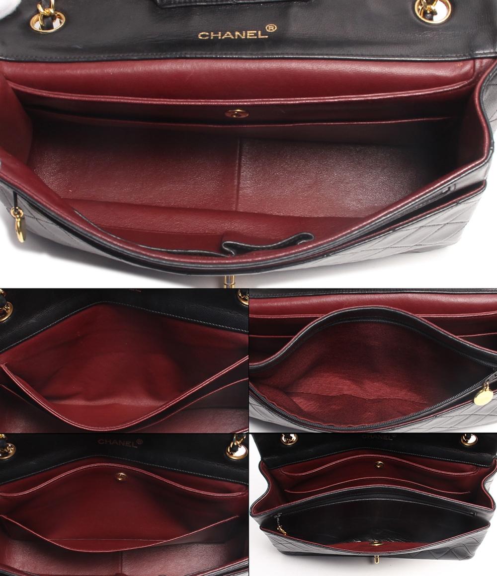 シャネル ダブルチェーンレザーショルダーバッグ ココマーク ゴールド金具 マトラッセ レディース CHANEL