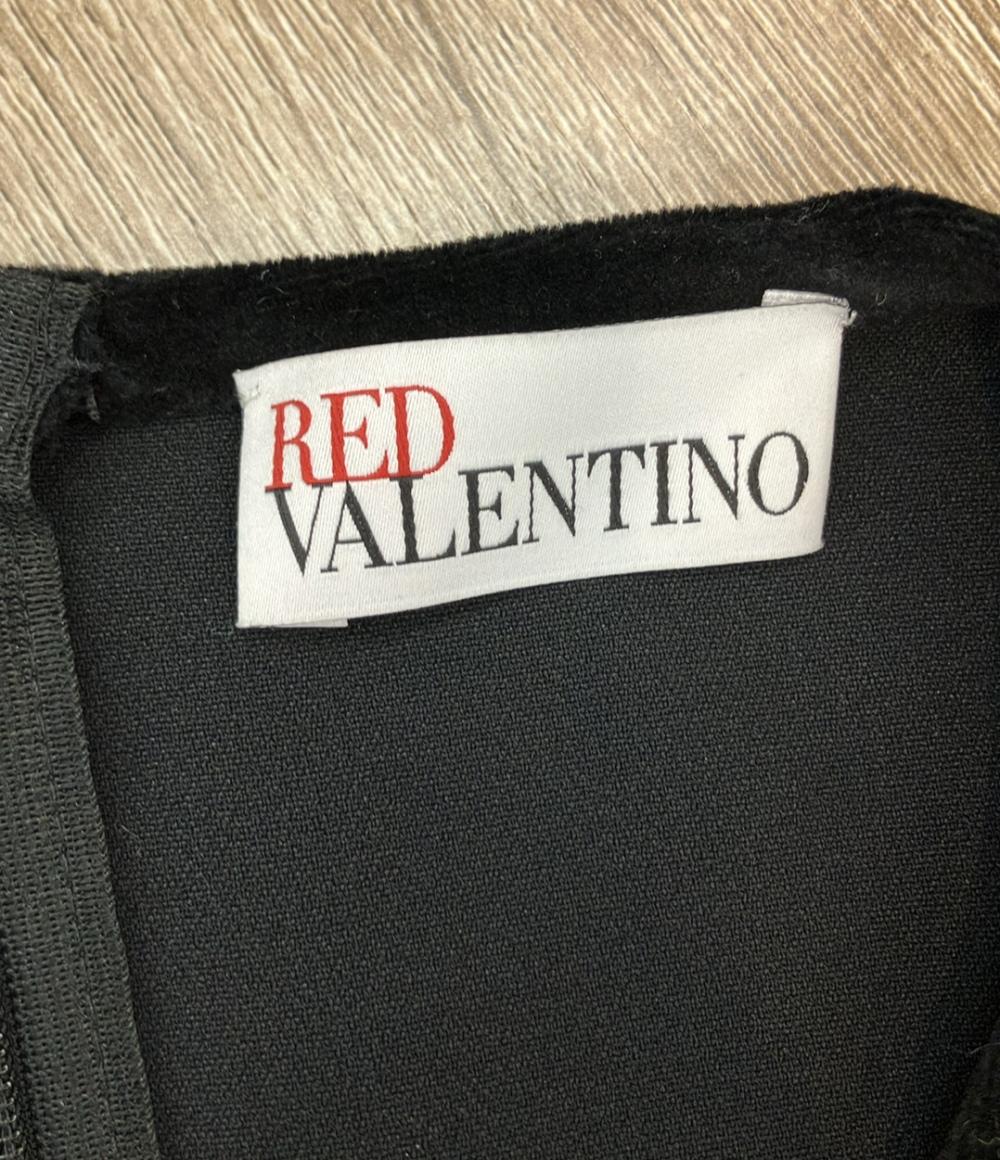 RED VALENTINO 長袖ワンピース 23AW Black Velvet Trimmed Crepe Mini Dress QROVA7M042P レディース SIZE 40 (M) レッドヴァレンティノ