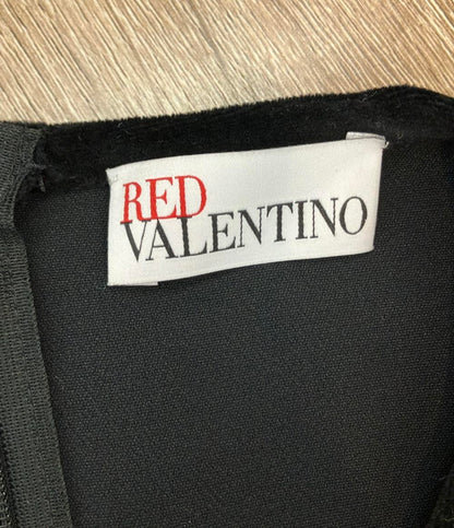RED VALENTINO 長袖ワンピース 23AW Black Velvet Trimmed Crepe Mini Dress QROVA7M042P レディース SIZE 40 (M) レッドヴァレンティノ