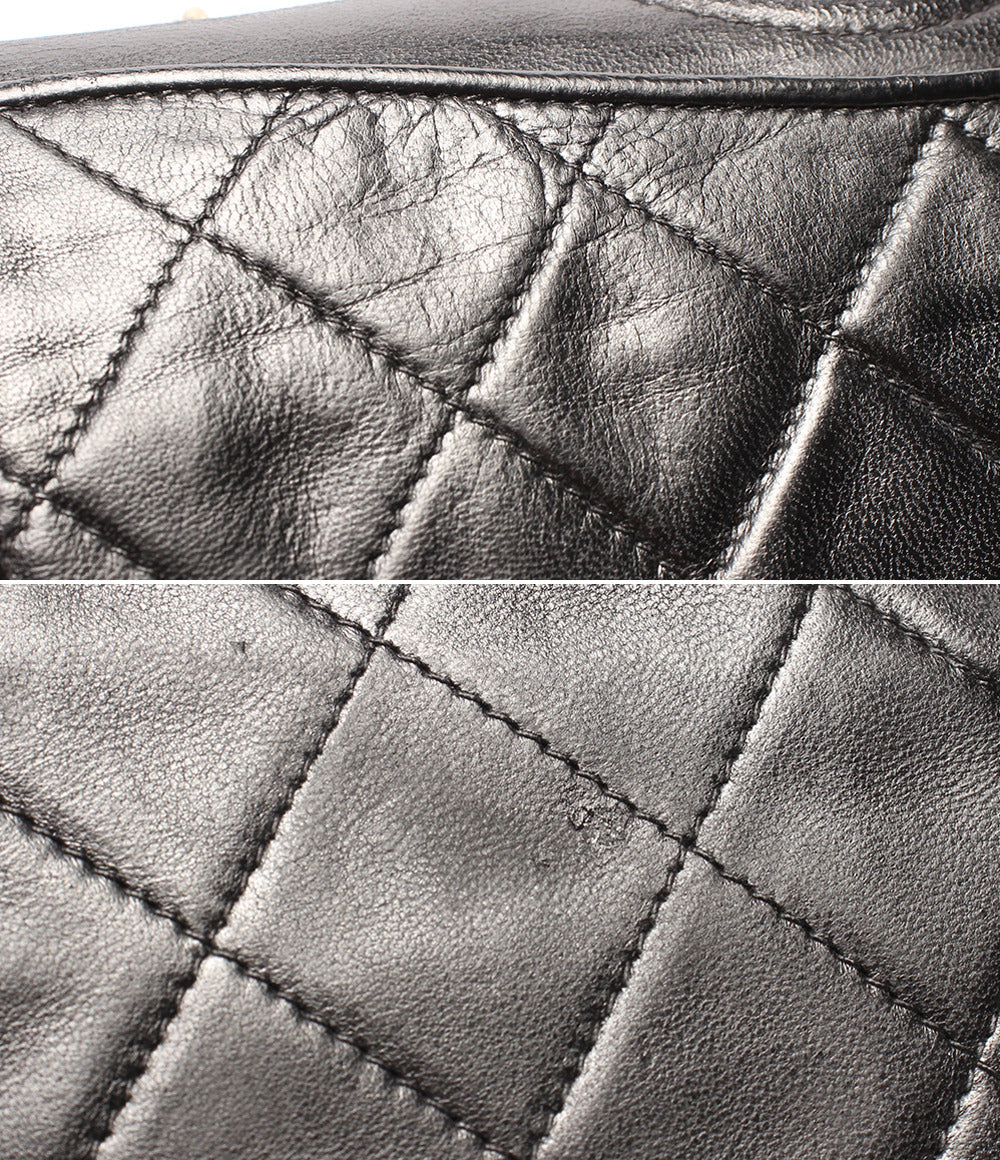 CHANEL チェーンショルダーバッグ 肩掛け ゴールド金具 シングルチェーン シングルフラップ マトラッセ ラムスキン レディース シャネル