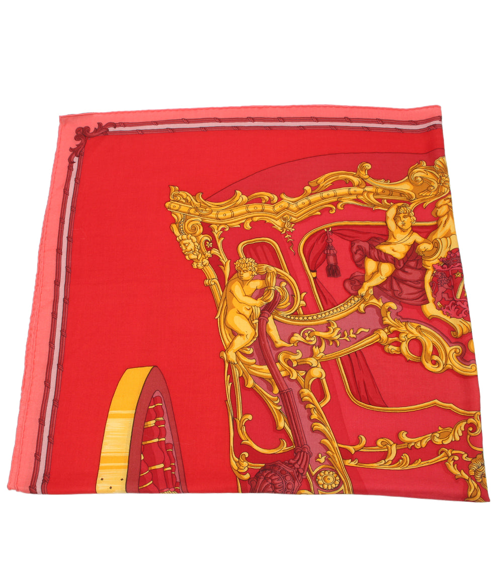 美品 HERMES 大判ストール スカーフ GRAND CARROSSE povr vn AMBASSADEUR 大使の偉大な運送 レディース エルメス