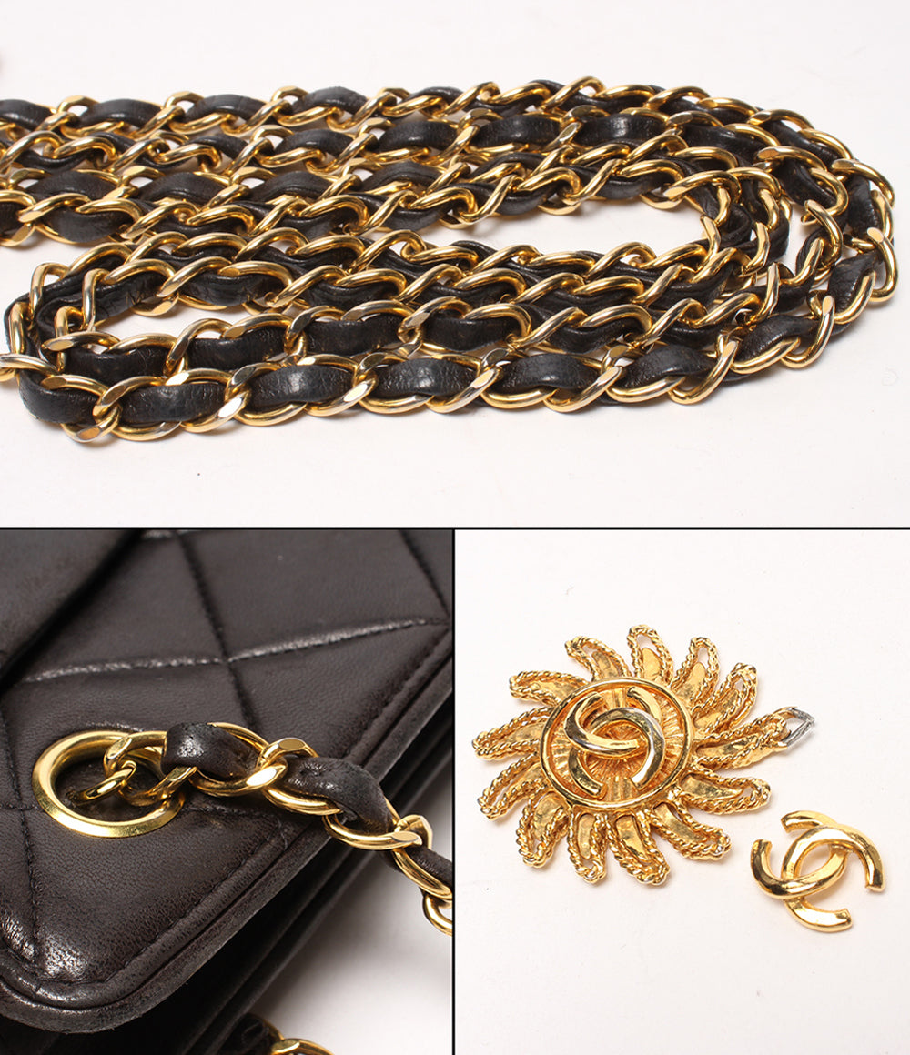 CHANEL チェーンショルダーバッグ 肩掛け ラムスキン ゴールド金具 マトラッセ レディース シャネル
