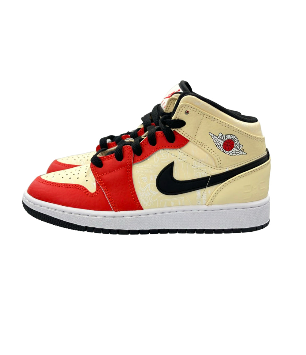 美品 NIKE ミドルカットスニーカー エアジョーダン1 ミッド SS GS DV7012-100 キッズ SIZE 22.5 (M) ナイキ