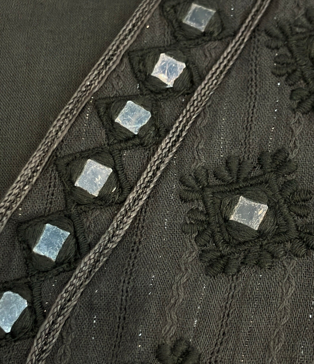 sara mallika 半袖 コットン ジャカード ミラー 刺繍 ドレス ワンピース レディース SIZE S サラマリカ