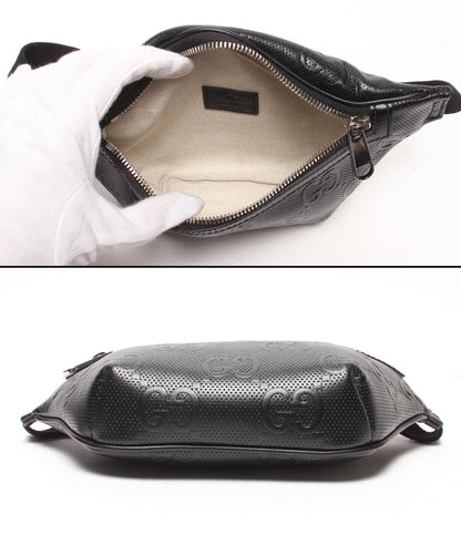美品 GUCCI ウエストポーチ ボディバッグ GGエンボス 658582 325040 メンズ グッチ