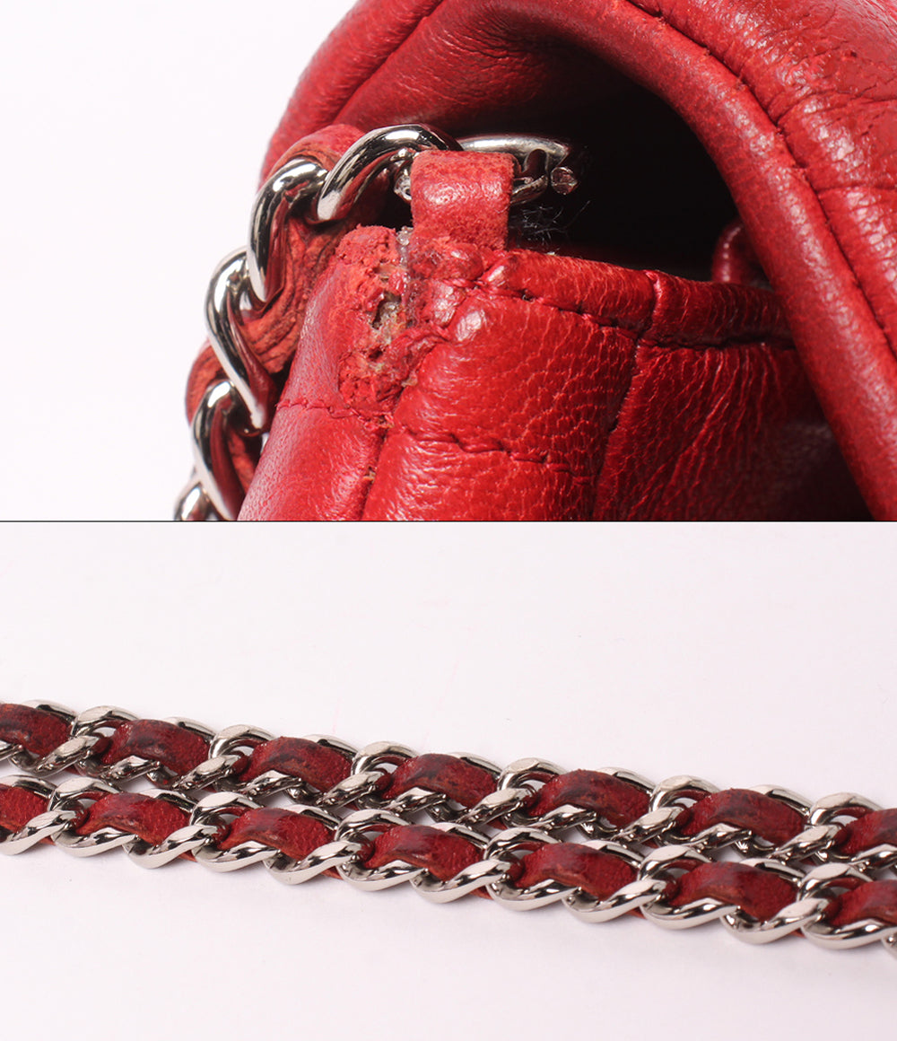 CHANEL チェーンウォレット 斜め掛け シングルチェーン シングルフラップ シルバー金具 14番台 ハーフムーン レディース シャネル