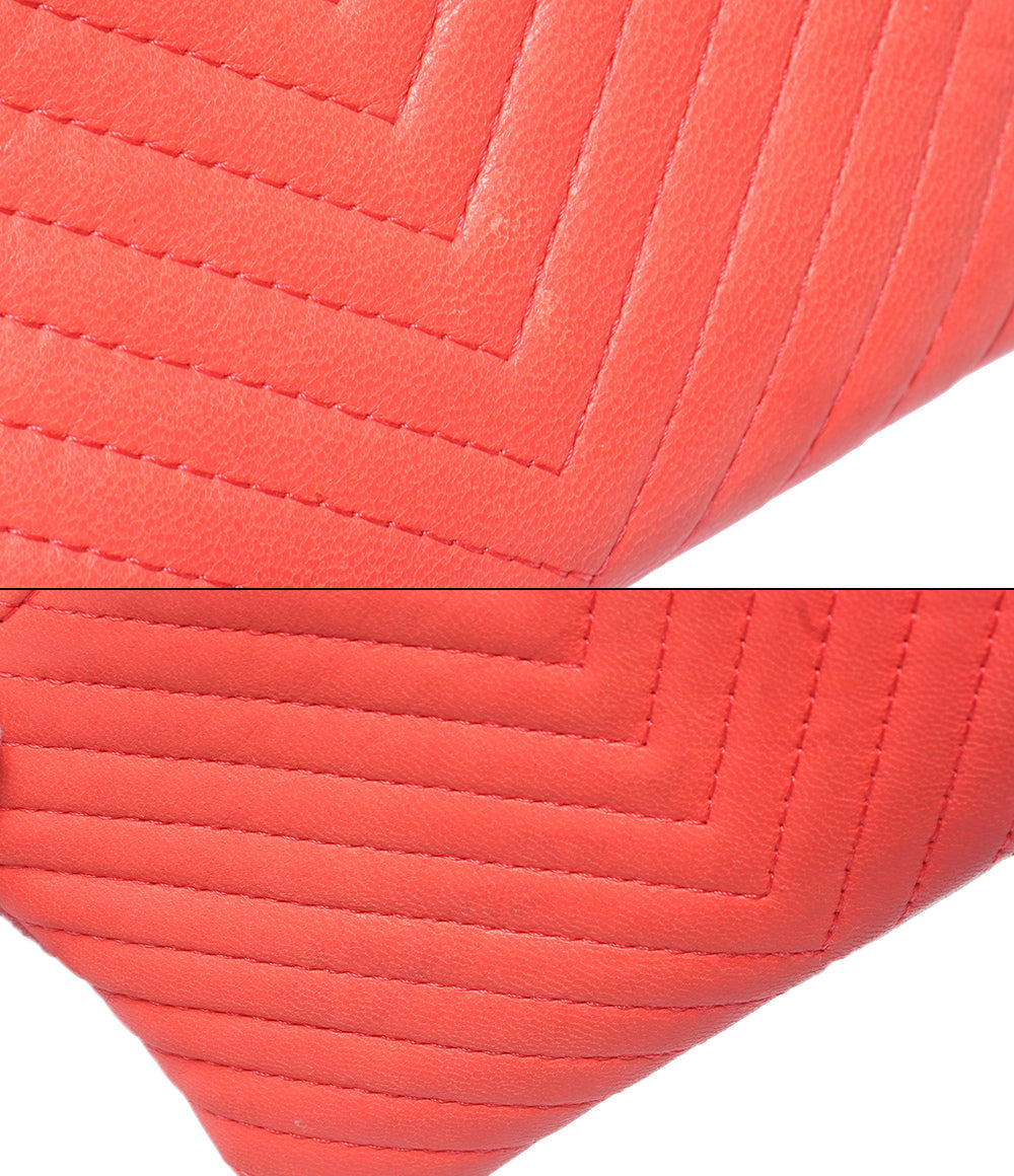CHANEL ポーチ Vステッチ シルバー金具 22番台 レディース シャネル