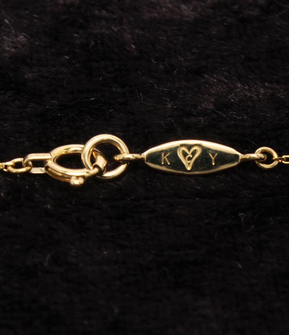 美品 AHKAH ネックレス K18 パヴェダイヤ 0.05ct ハートモチーフ