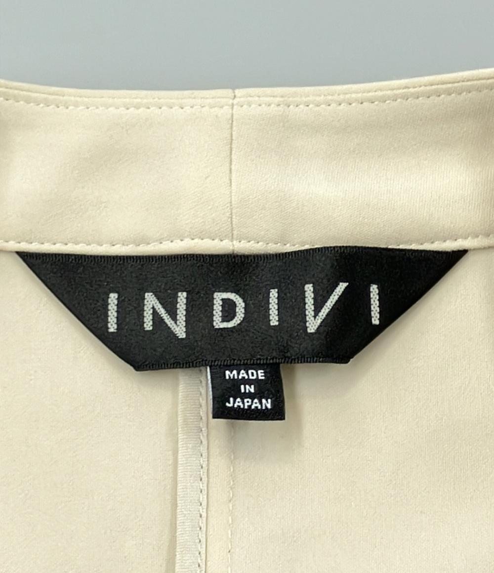 美品 インディヴィ ノーカラージャケット 薄手 レディース SIZE 38 (S) INDIVI