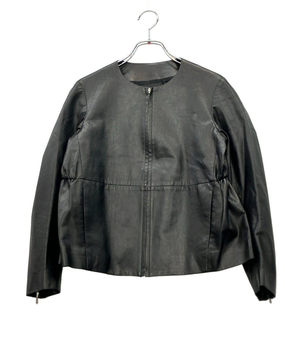 Drawer ノーカラージャケット シングルライダース レザー セレクトショップ レディース SIZE 36 (XS) ドゥロワー