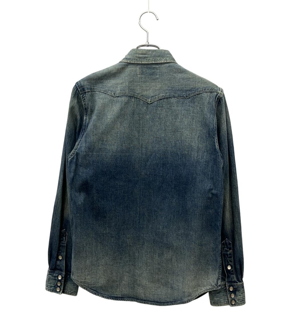 極美品 RRL 濃紺 デニムウエスタンシャツ コンチョボタン Lサイズ RRL 長袖シャツ スリムフィット デニム ウエスタン インディゴ