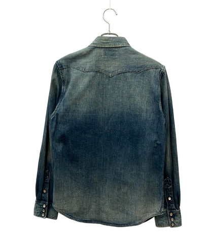 RRL 長袖シャツ スリムフィット デニム ウエスタン インディゴ コンチョボタン  ヴィンテージ 色落ち加工 782505188002 メンズ SIZE S