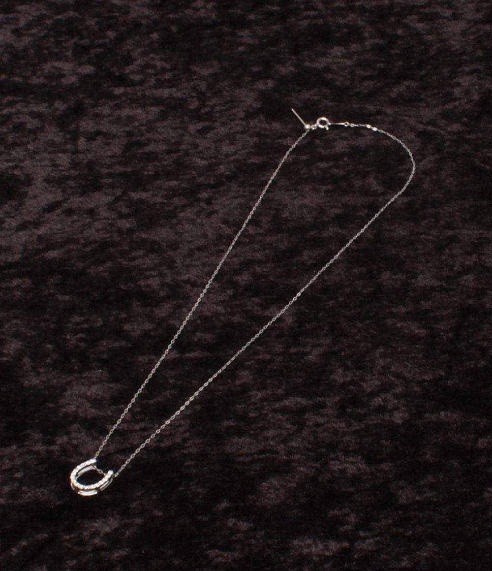 美品 ネックレス Pt950 Pt900 ダイヤ 0.20ct ホースシューモチーフ レディース