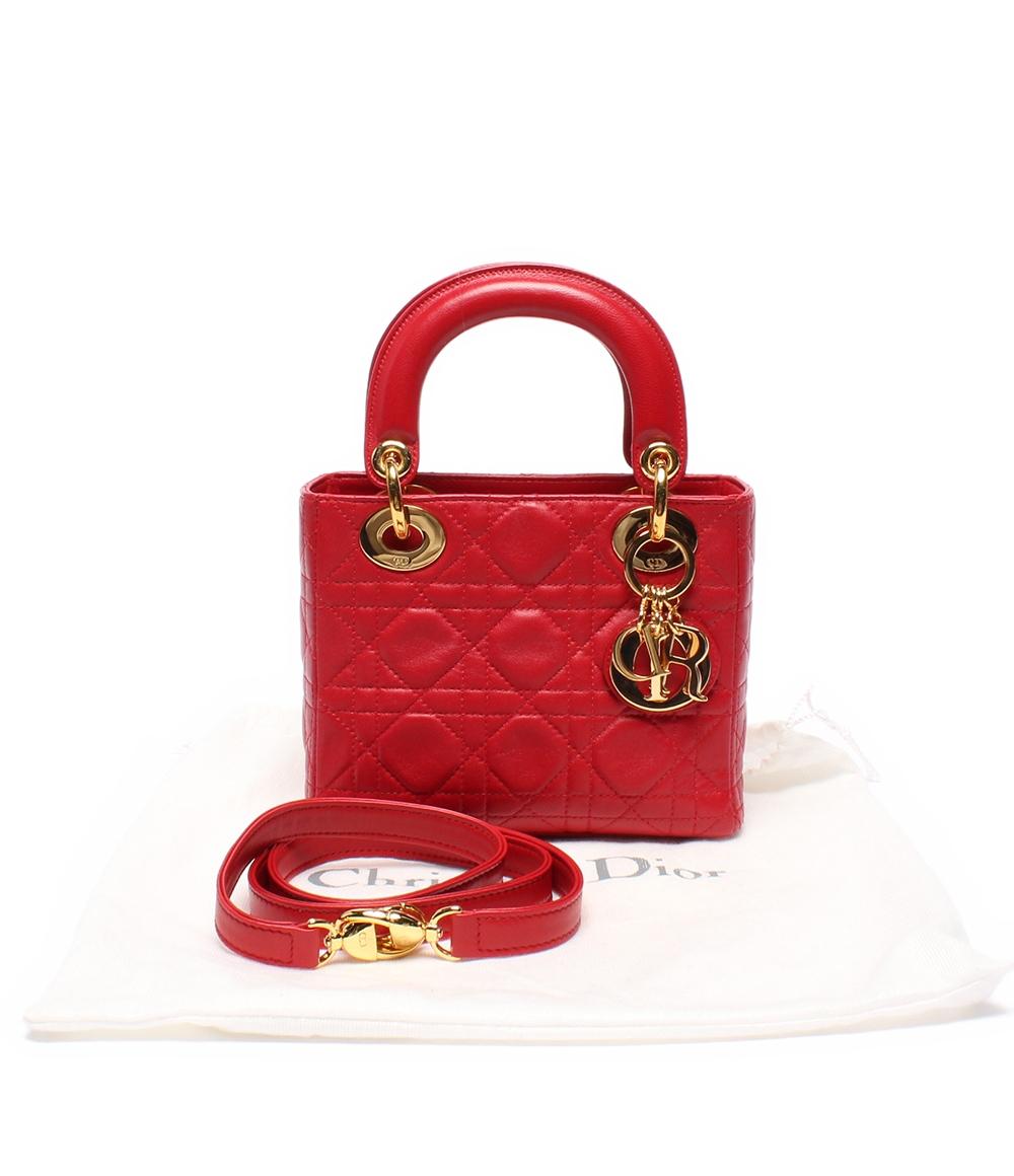 美品 Christian Dior 2wayハンドバッグ ショルダーバッグ 肩掛け カナージュ レディ ディオール ミニ レディース クリスチャンディオール