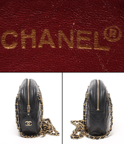 CHANEL チェーンショルダーバッグ 肩掛け ゴールド金具 マトラッセ ラムスキン レディース シャネル