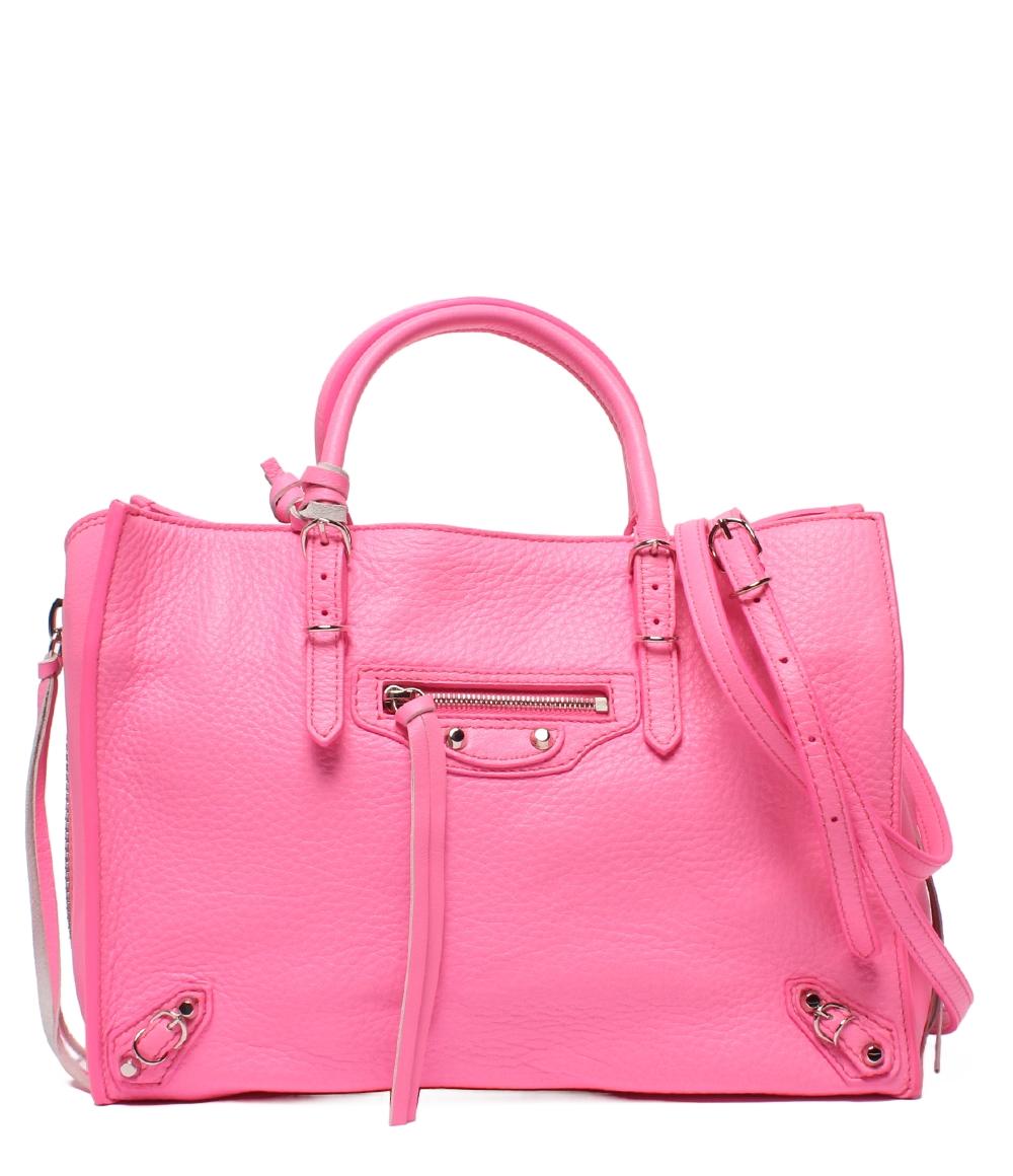 BALENCIAGA 2way ハンドバッグ ショルダーバッグ カーフスキンレザー ネオンピンク ショッキングピンク ペーパー ミニ A6 ジップアラウンド