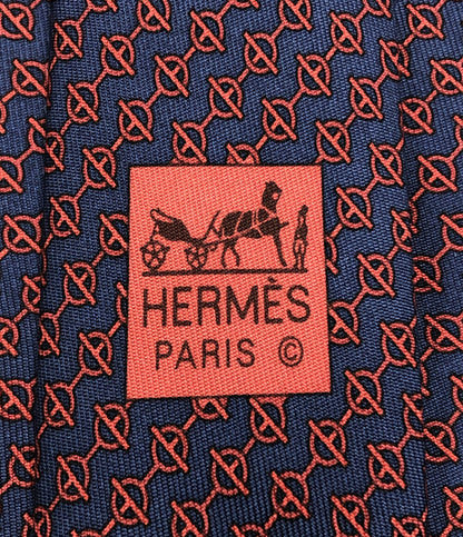 エルメス 美品 ネクタイ シルク100％ シェーヌダンクル柄      メンズ  (複数サイズ) HERMES