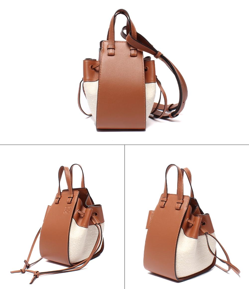 美品 ロエベ 2way ハンドバッグ ショルダーバッグ 斜め掛け ハンモック ドローストリングバッグ ミニ レディース LOEWE