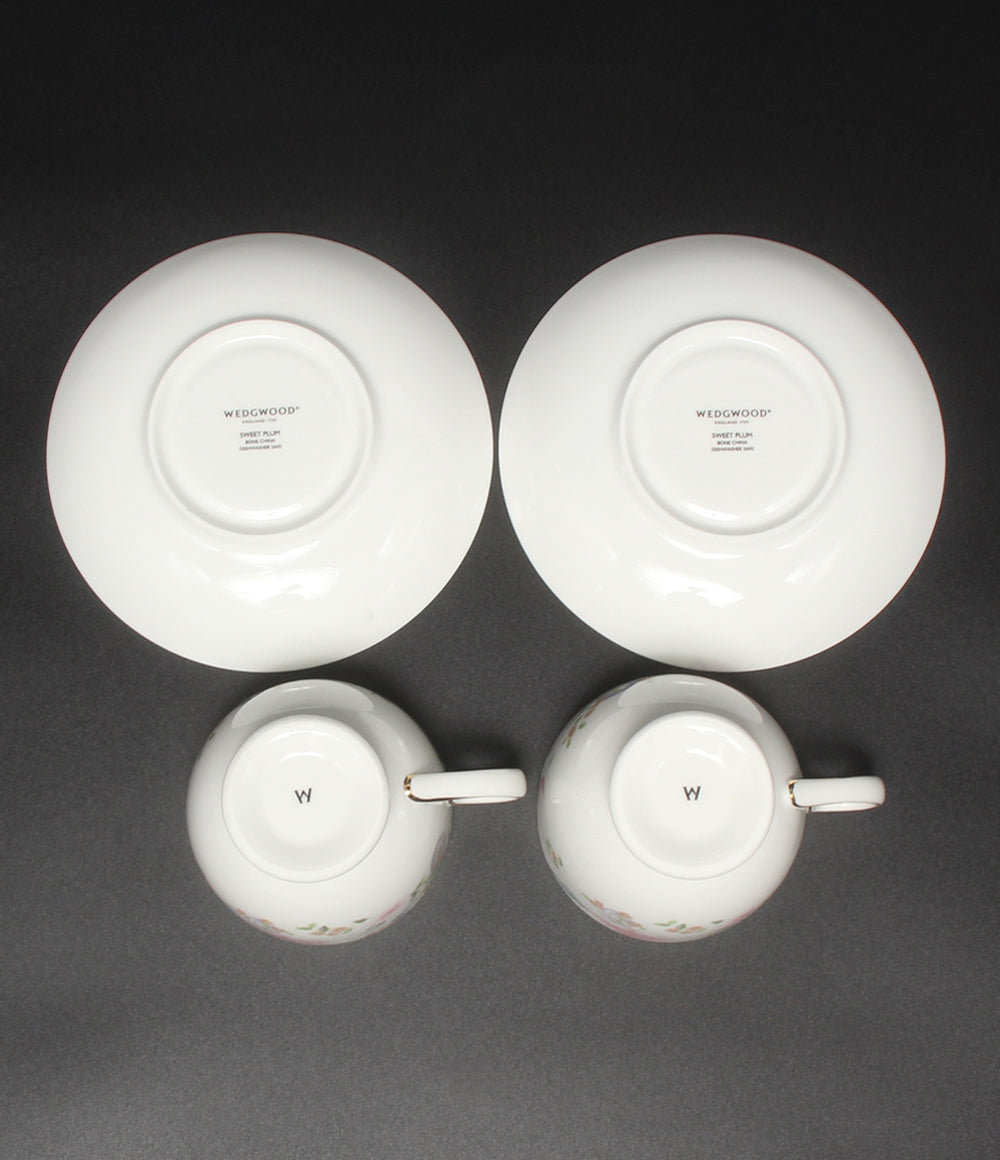 美品 WEDGWOOD カップ＆ソーサー 2客セット ペア スウィートプラム ウエッジウッド