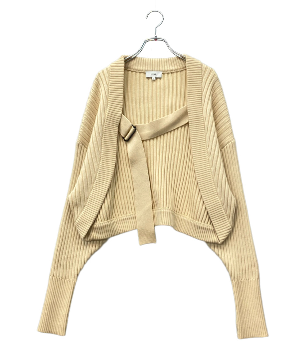 HYKE 長袖カーディガン アンサンブル ベルテッド ショート ニット モード 192-11180-013 レディース SIZE 1 (S) ハイク