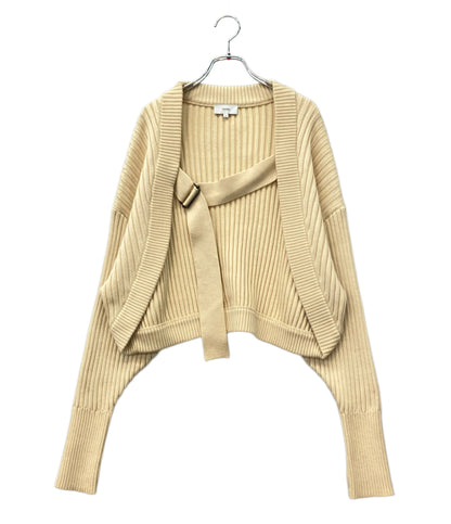 HYKE 長袖カーディガン アンサンブル ベルテッド ショート ニット モード 192-11180-013 レディース SIZE 1 (S) ハイク