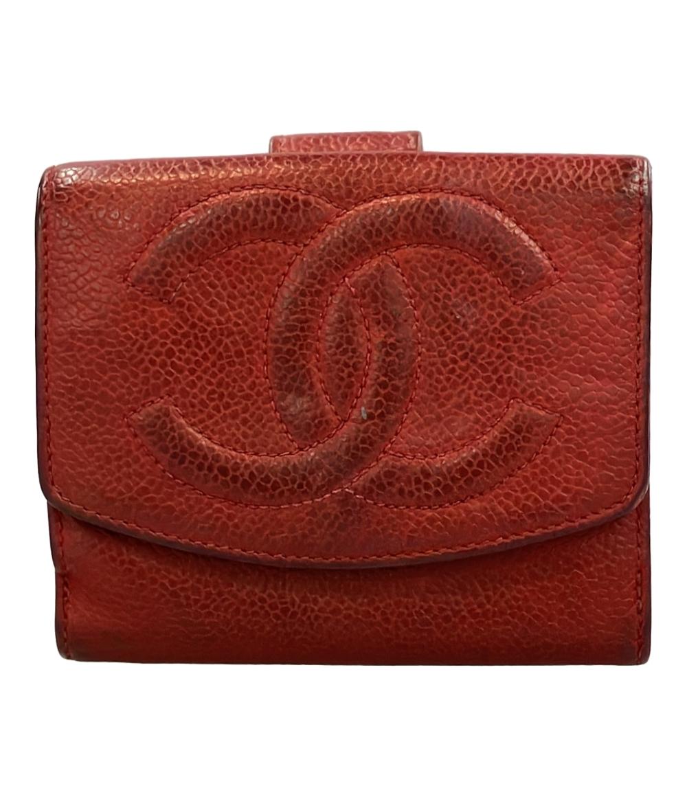 訳あり シャネル 三つ折り財布 キャビアスキン レディース CHANEL