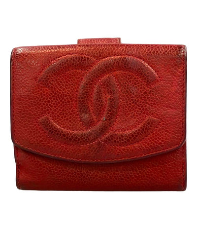訳あり シャネル 三つ折り財布 キャビアスキン レディース CHANEL
