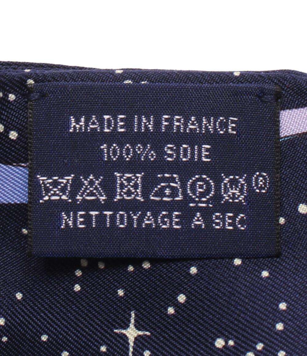 美品 HERMES ツイリー スカーフ シルク100％ SPACE DERBY レディース メンズ エルメス