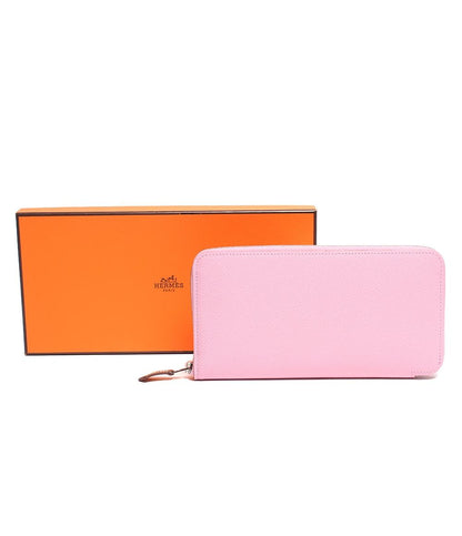 美品 エルメス ラウンドジップ長財布 D刻印 シルバー金具 アザップシルクイン 赤道直下 ヴォーエプソン モーヴシルベストル レディース HERMES