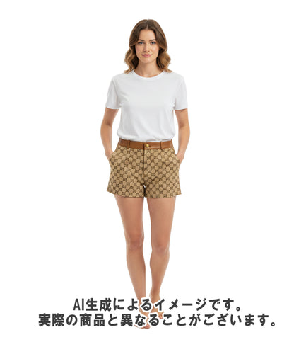 GUCCI レザーショートパンツ GGキャンバス 681154 Z8AV7 レディース SIZE 42 (L) グッチ