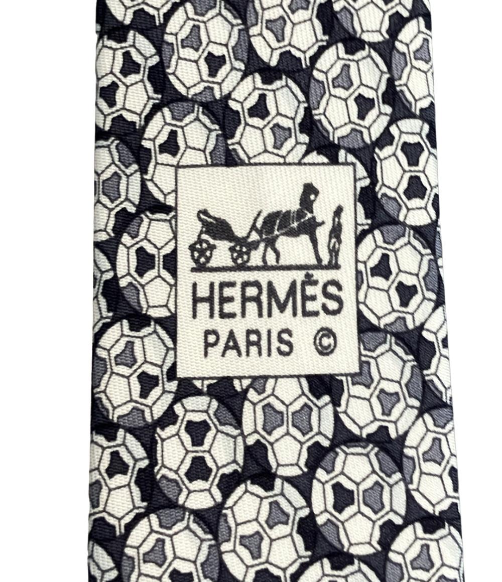 美品 エルメス ネクタイ シルク100% サッカーボール柄 メンズ HERMES