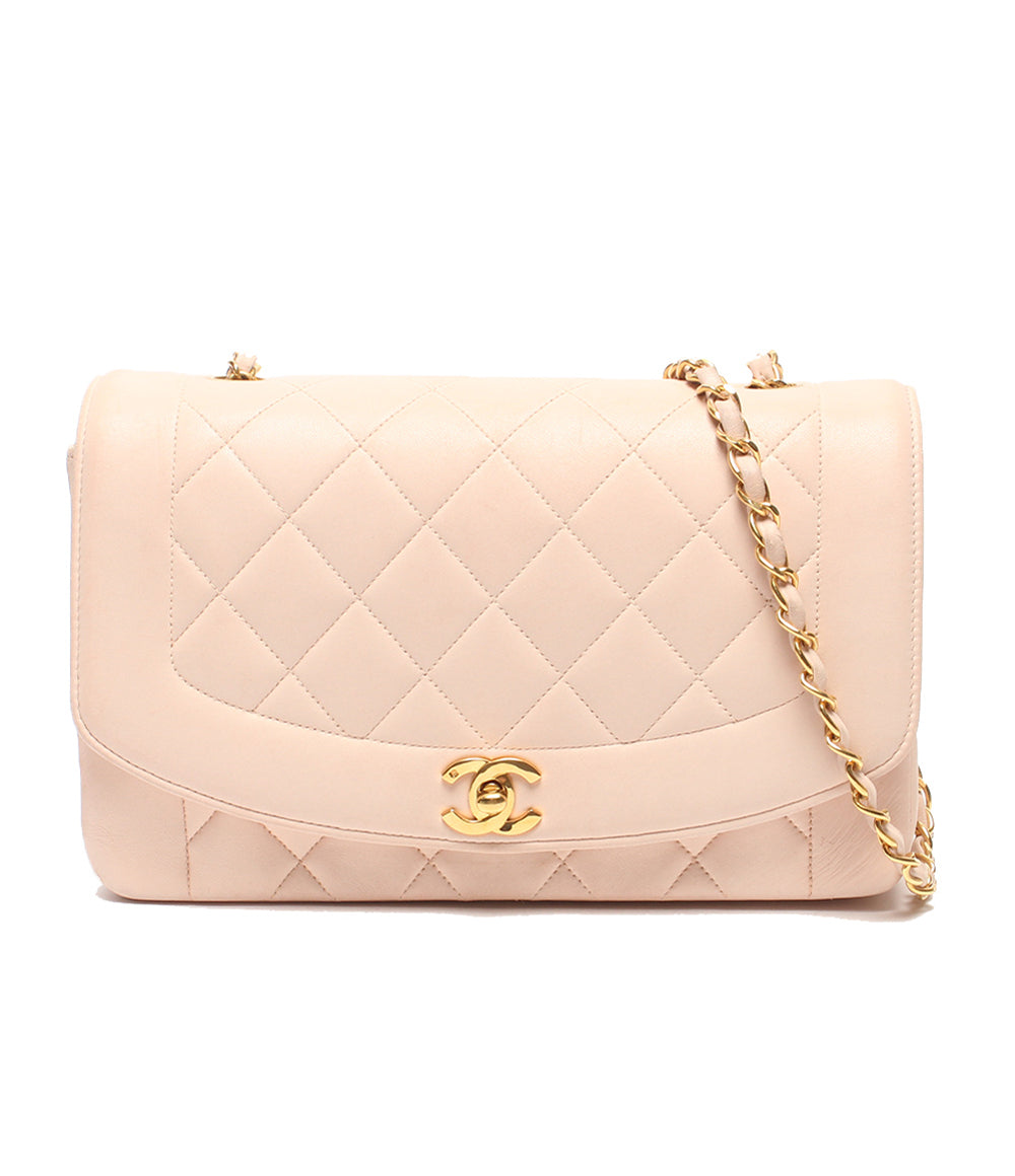 CHANEL チェーンショルダーバッグ 肩掛け ゴールド金具 ダイアナ25 マトラッセ シングルフラップ シングルチェーン ラムスキン ココマーク 2番台