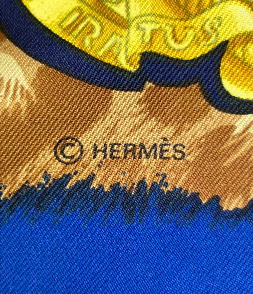 HERMES スカーフ シルク100% カレ90 CASQUES et PLUMETS レディース