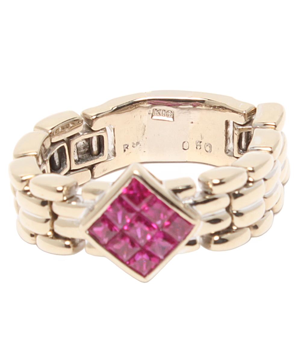 美品 リング 指輪 K18 ルビー ミステリーセッティング レディース SIZE 15号