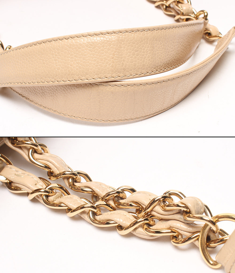 CHANEL チェーンショルダーバッグ トートバッグ 肩掛け ゴールド金具 マトラッセ キャビアスキン 13番台 グランドショッピングトート レディース