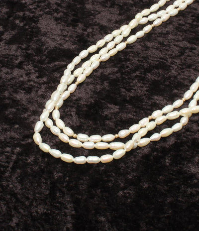 3連ネックレス 淡水パール レディース