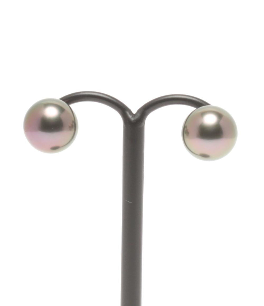 美品 ネックレス SV オーロラピーコック黒蝶真珠 9.2-11.9mm ピアス K14WG 黒蝶真珠10.1mm 2点セット レディース