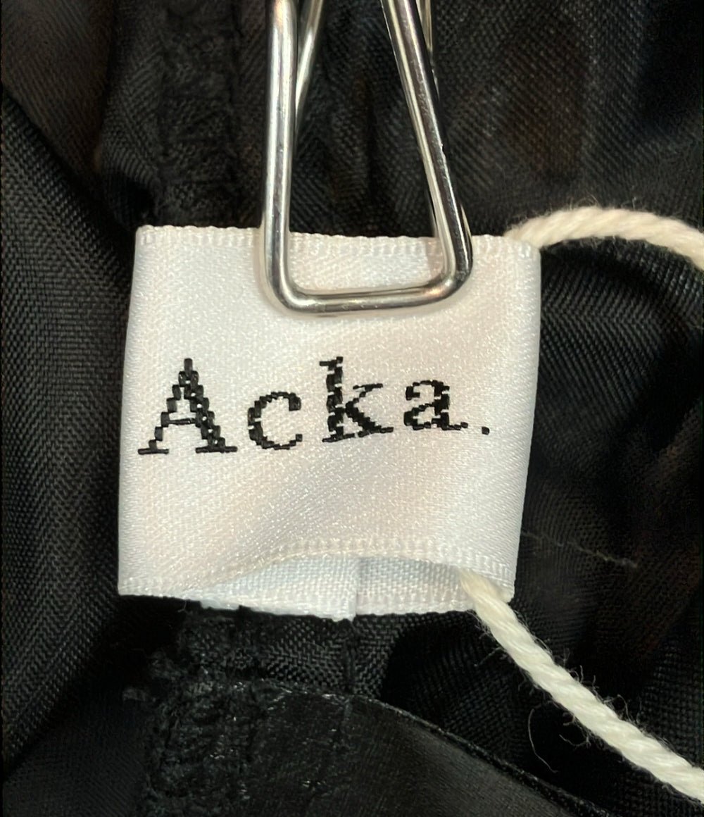 美品 Acka 長袖ワンピース タグ付き トップスリブ スカートジャガードドッキング docking frill one-piece Acka-Y126 レディース SIZE 1 (S) エーカ