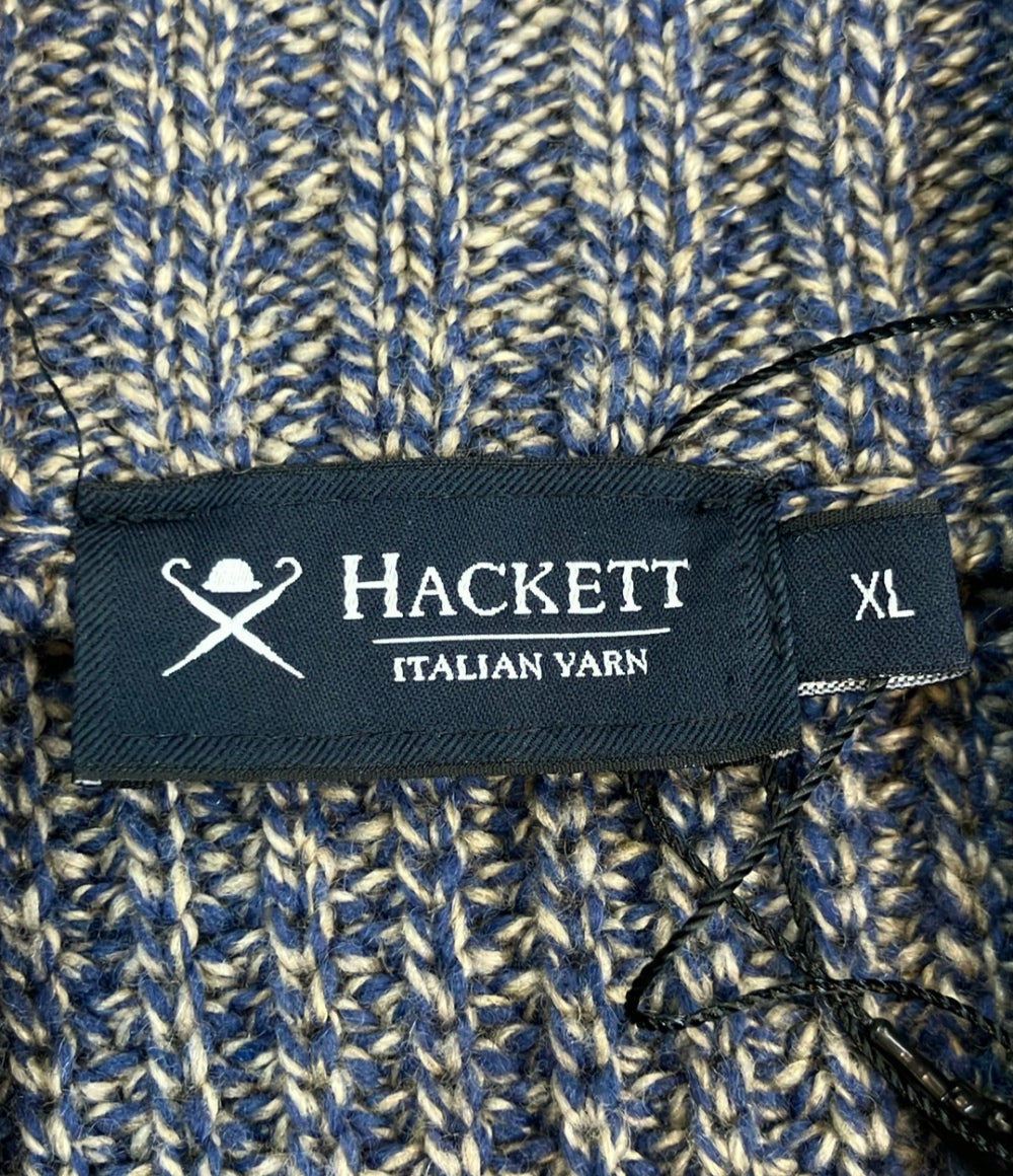 美品 HACKETT LONDON 長袖カーディガン ブルー×ベージュ メンズ SIZE XL ハケットロンドン