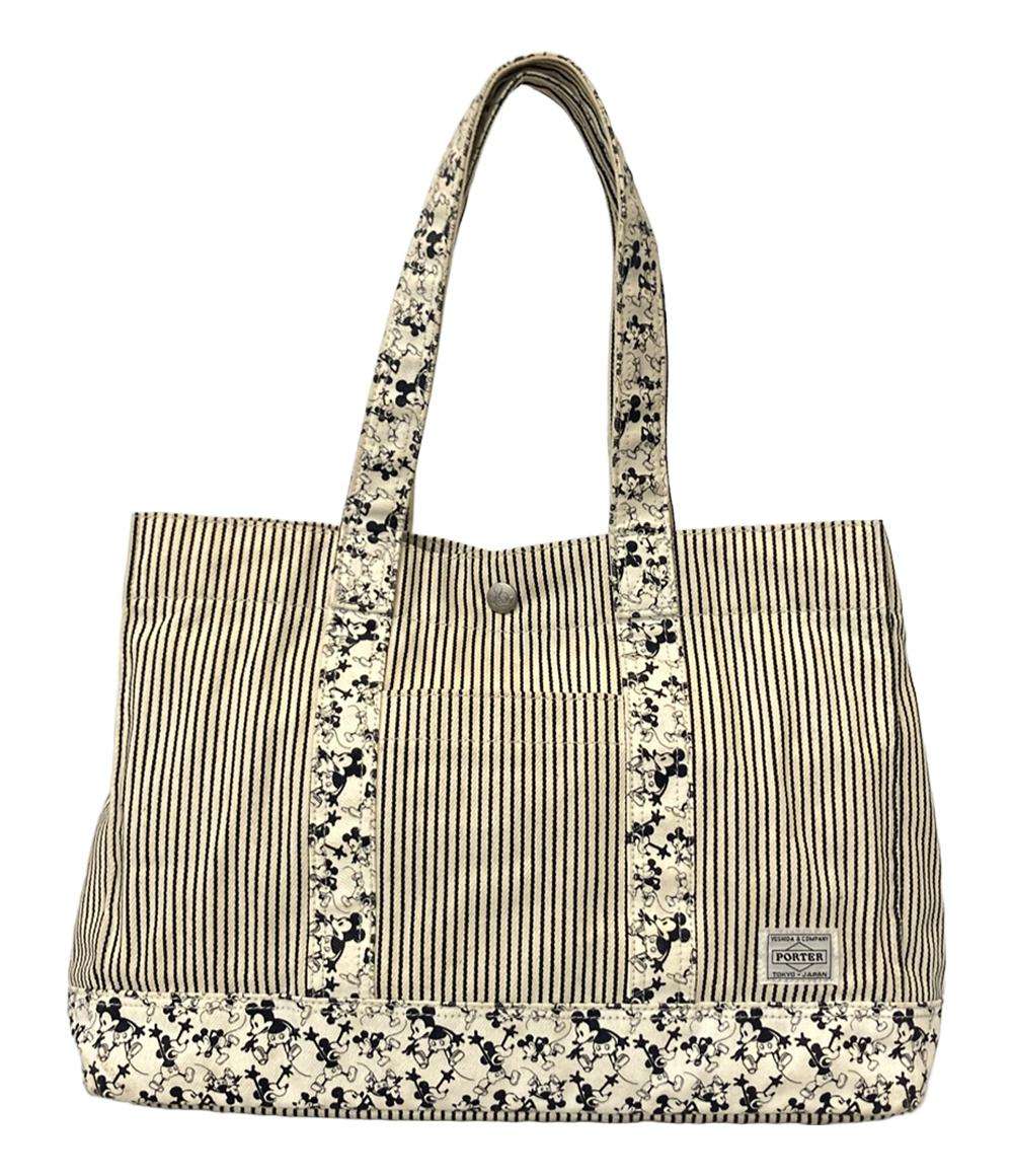 PORTER トートバッグ 肩掛け ミッキーコラボ ストライプ柄 レディース ポーター