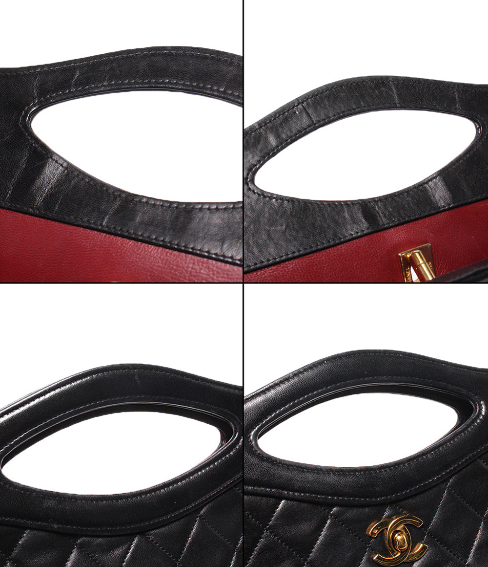 CHANEL 2wayハンドバッグ ショルダーバッグ 斜め掛け ゴールド金具 ラムスキン 1番台 マトラッセ レディース シャネル