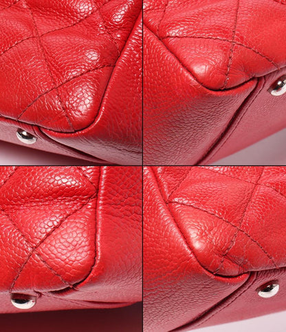 CHANEL チェーンショルダーバッグ トートバッグ 肩掛け キャビアスキン シルバー金具 マトラッセ レディース シャネル