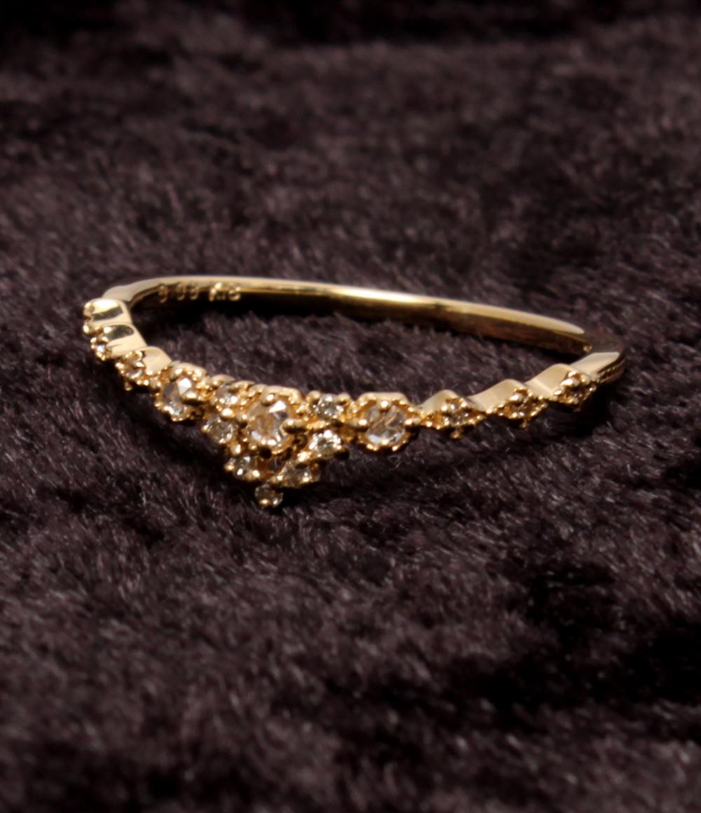 美品 agete リング 指輪 K18 ダイヤ 0.08ct レディース SIZE 10号 アガット