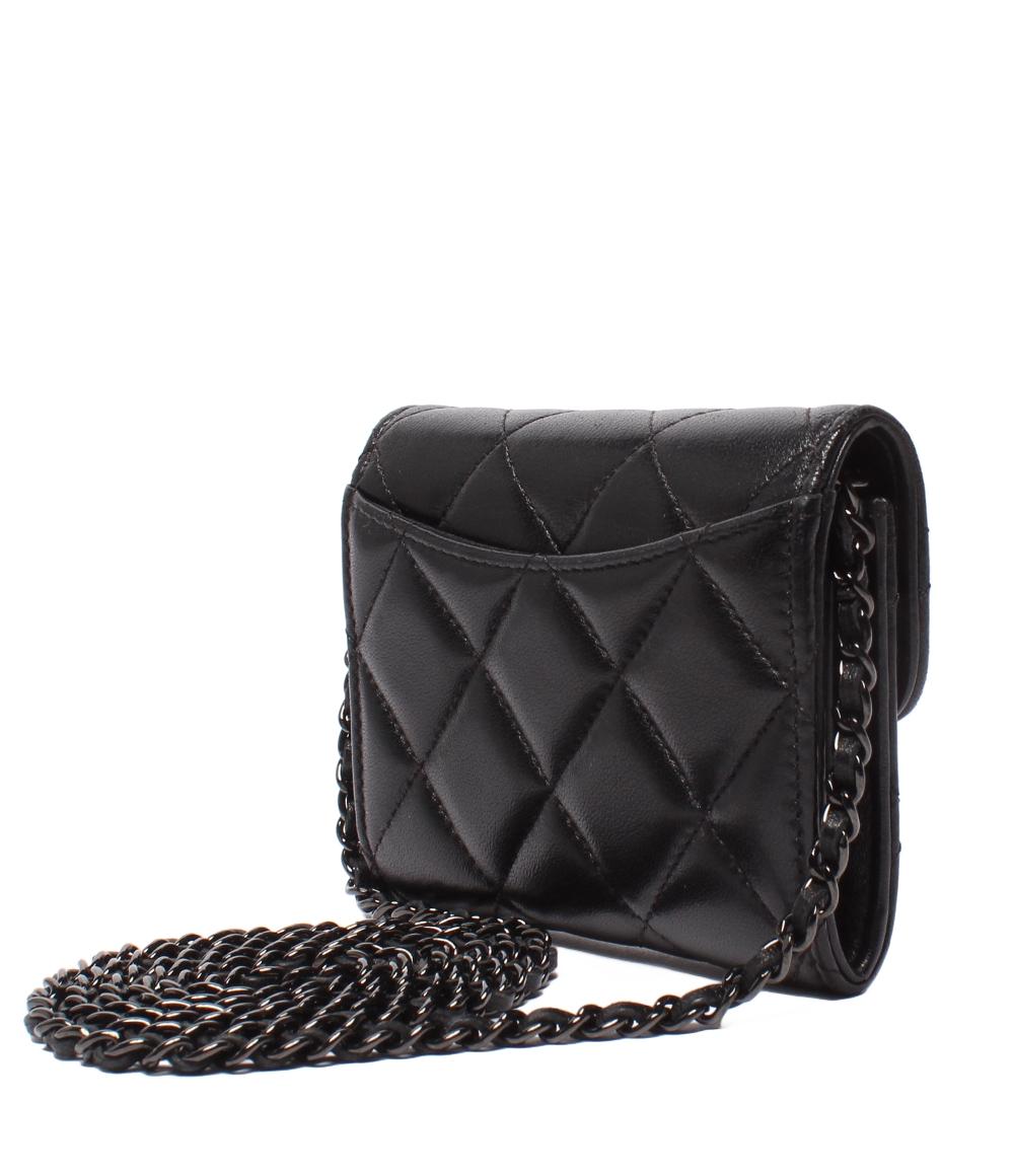 美品 CHANEL ミニチェーンウォレット チェーンショルダー財布 カード
