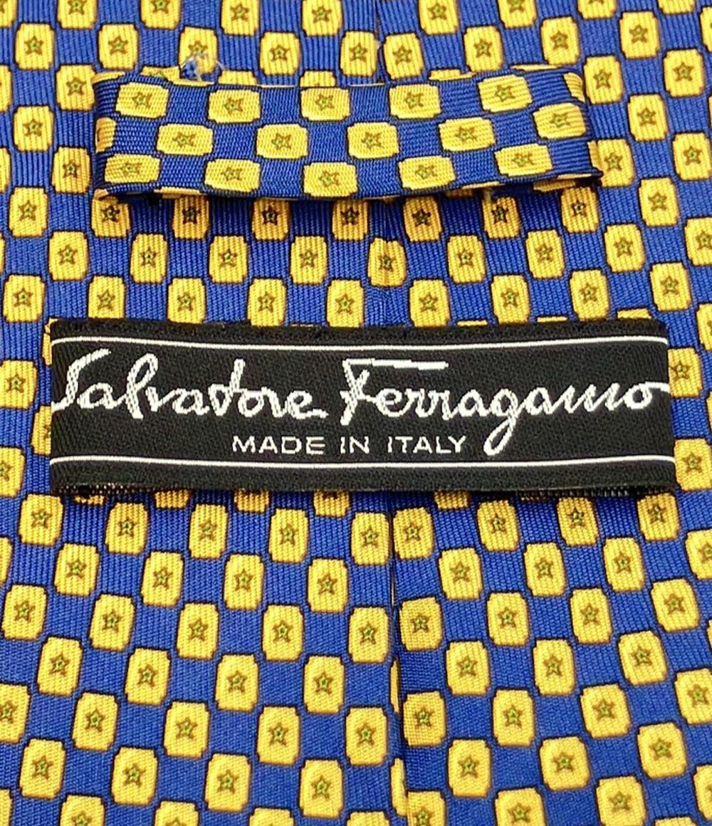 美品 Salvatore Ferragamo ネクタイ シルク100% メンズ サルヴァトーレフェラガモ